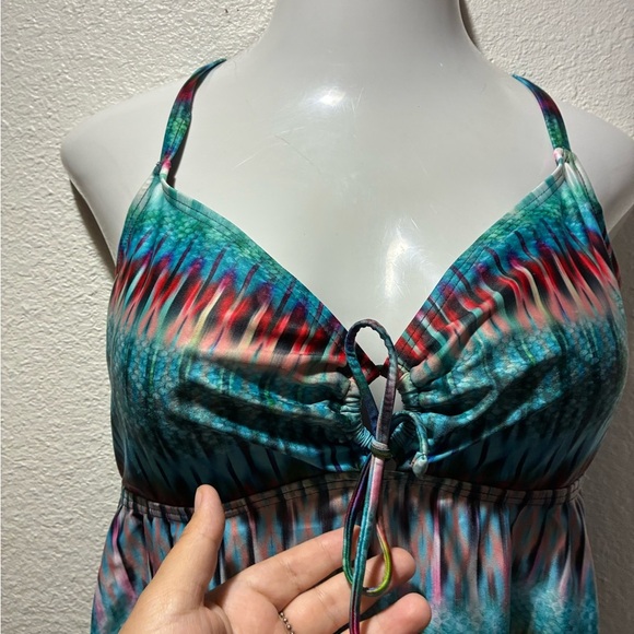 Swimsuits For All Tropiculture Women’s Multicolor V-Neck Flowy Tankini Top 16 - Picture 8 of 16